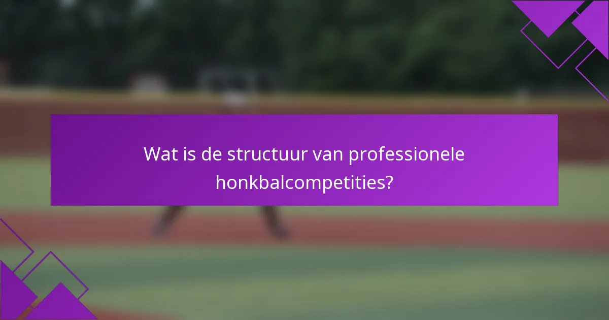 Wat is de structuur van professionele honkbalcompetities?